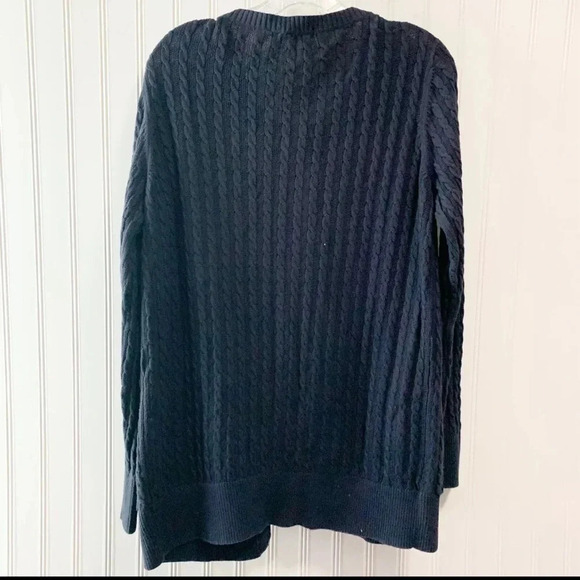 Lacoste Women's Size 10 Blue Front Pockets Long Sleeve Cable Knit Cardigan - Picture 4 of 4